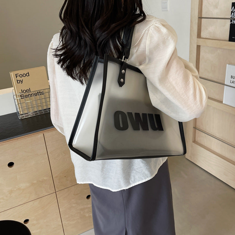 Transparent Jelly Bag Women's Large Capacity New Summer Shoulder Bag Texture Commuter Tote