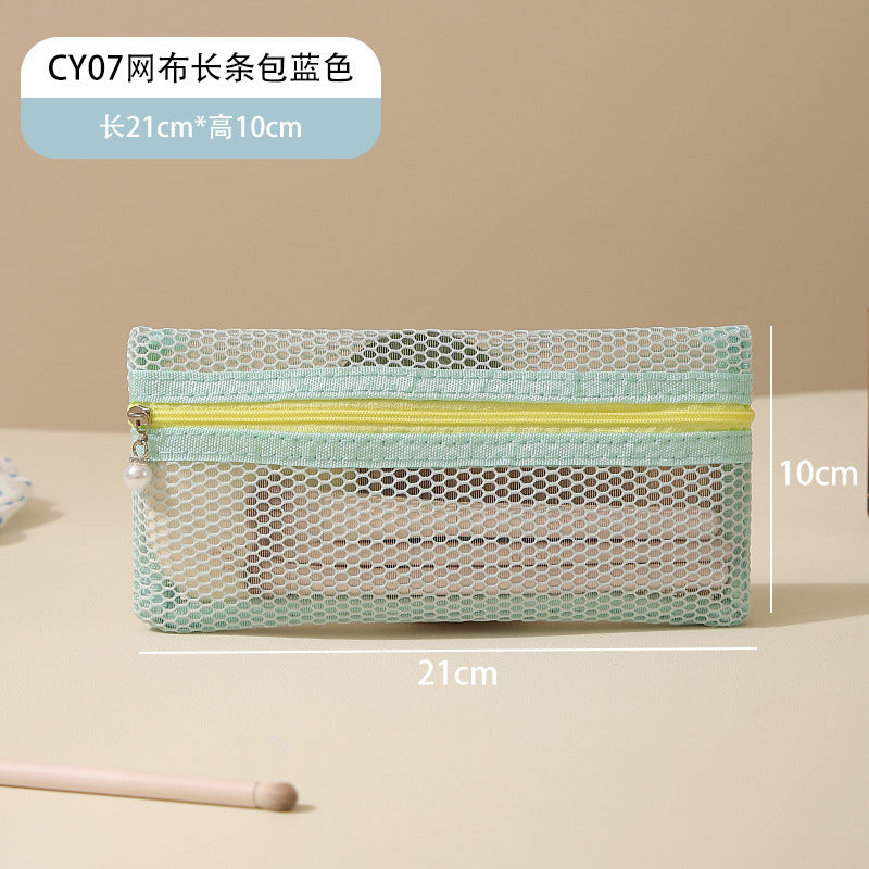 Large Capacity Mesh Tote Bag with Compartment Storage for Travel Toiletries and Cosmetics