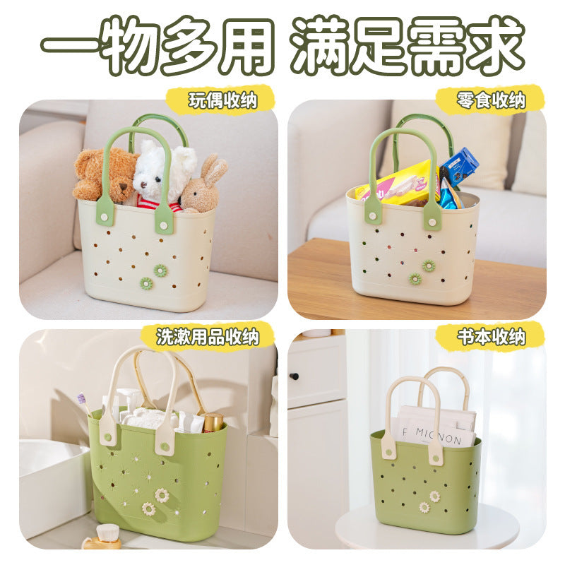 Outdoor Portable Picnic Basket Bathroom Storage Basket Toiletries Student Dormitory Bath Basket Bathroom Wash Storage Basket
