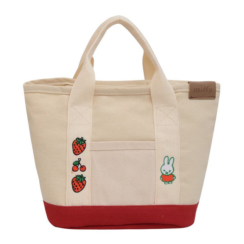Miffy Cartoon Canvas Tote Bag for Women, Casual Everyday Handbag with Zipper Closure and Phone Pocket
