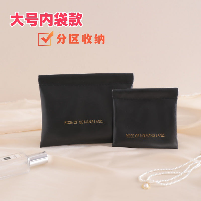 Minimalist PU Wallet with Auto-Closure Design for Earphones, Makeup, and Daily Essentials - Compact & Stylish