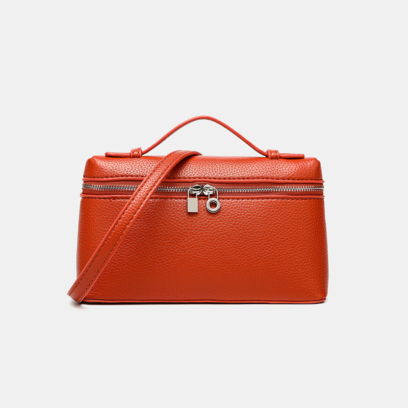 Lunch Box Bag PU Leather Women's Simple All-Match Shoulder Crossbody Box Bag Niche Temperament Women's Bag