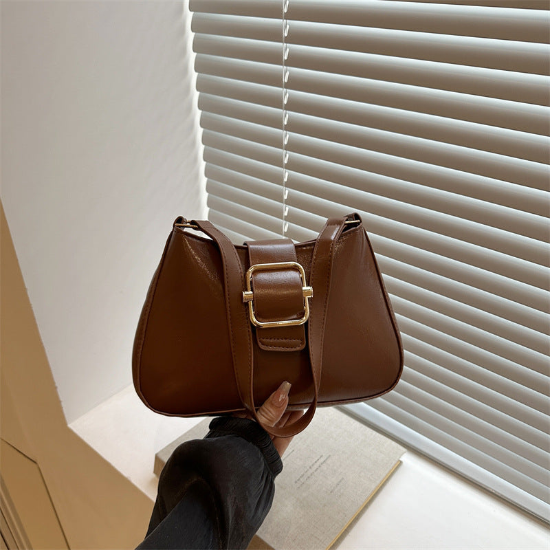 Women's Korean-Style Retro Square Shoulder Bag Simple Lock Latch Design Commuter Everyday Joker Messenger Bag