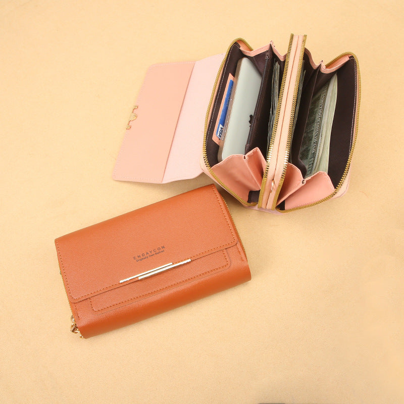 New Ladies Stylish and Versatile Crossbody Wallet Chain Design Card Storage City Simple Style Everyday Joker
