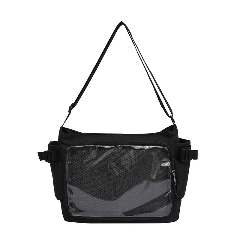 Cartoon Backpack Men's and Women's Transparent Visual Shoulder Bag Simple Large Capacity Student Two-Dimensional Crossbody Tote Bag