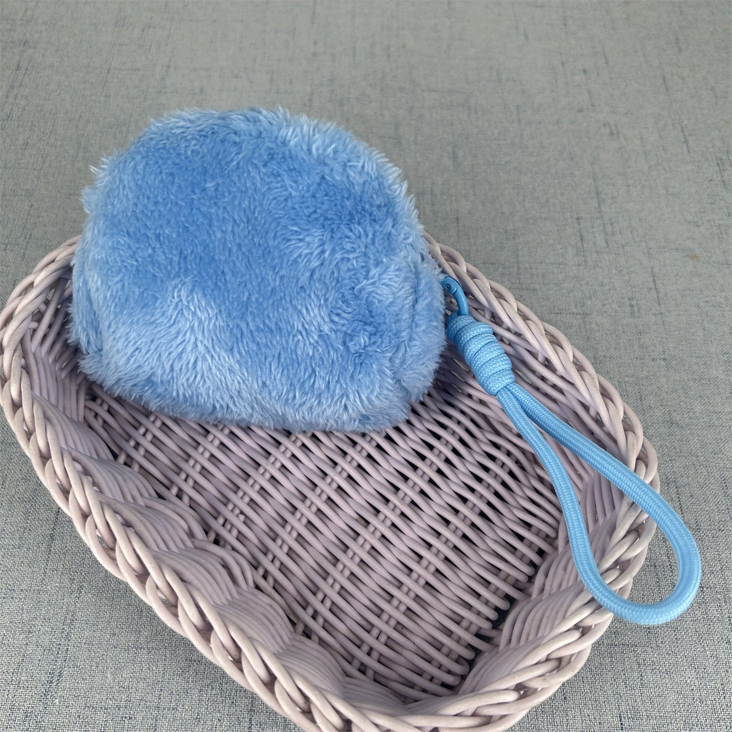 Cute Furry Coin Purse for Kids - Portable Hair Accessories Storage Bag with Zipper and Wrist Strap