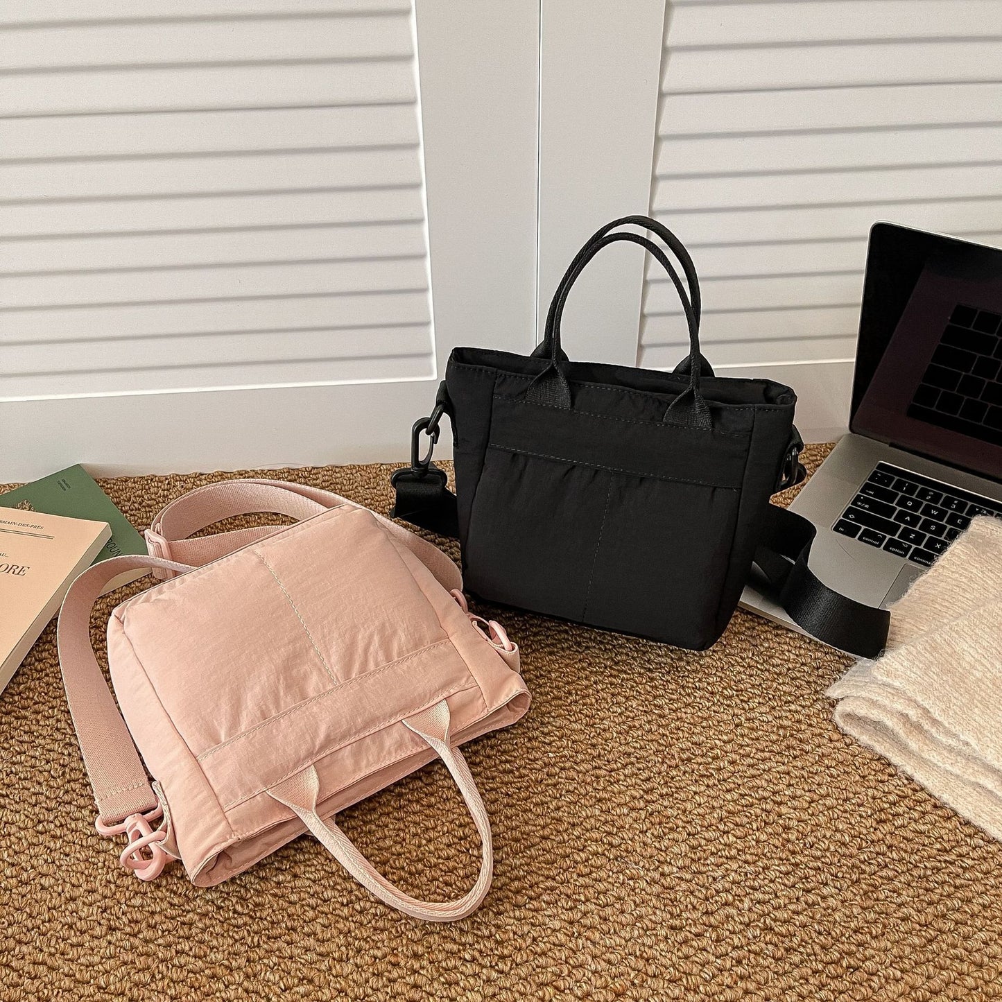 Large Capacity Women's Handbag High-Grade Lightweight down Tote Rhombus Plaid Cotton Coat Bag