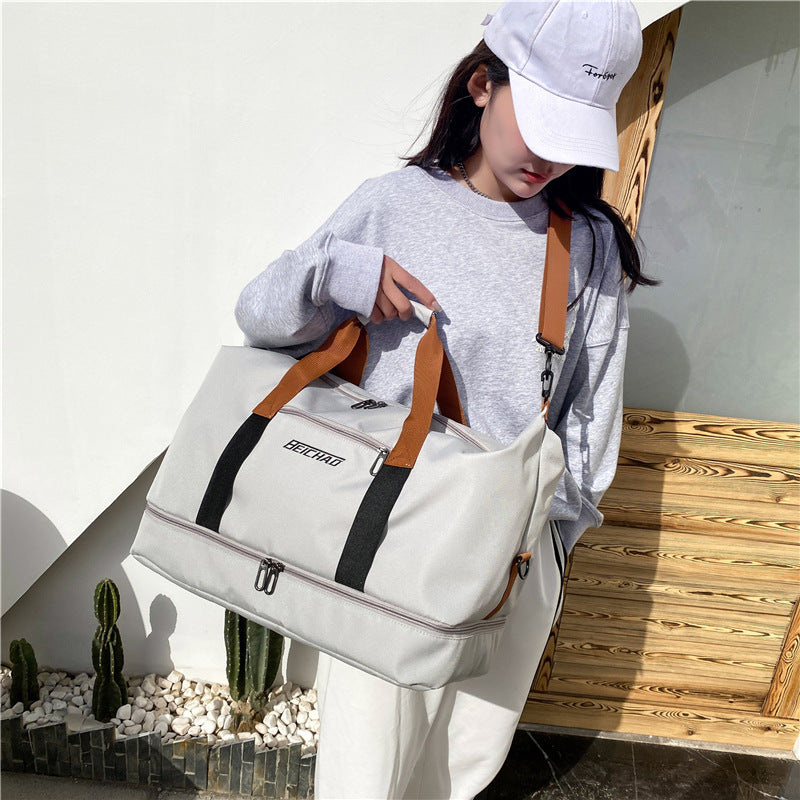 New Gym Bag Dry Wet Separation Large Capacity Independent Shoe Warehouse Business Trip Gym Bag Coverable Handle Travel Bag