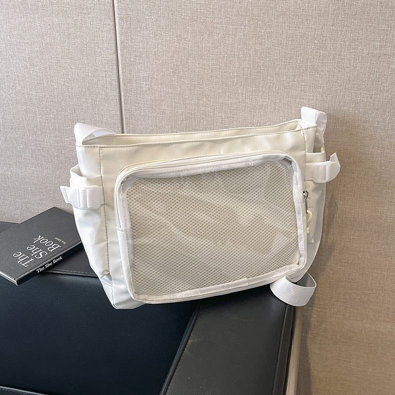 Cartoon Backpack Men's and Women's Transparent Visual Shoulder Bag Simple Large Capacity Student Two-Dimensional Crossbody Tote Bag