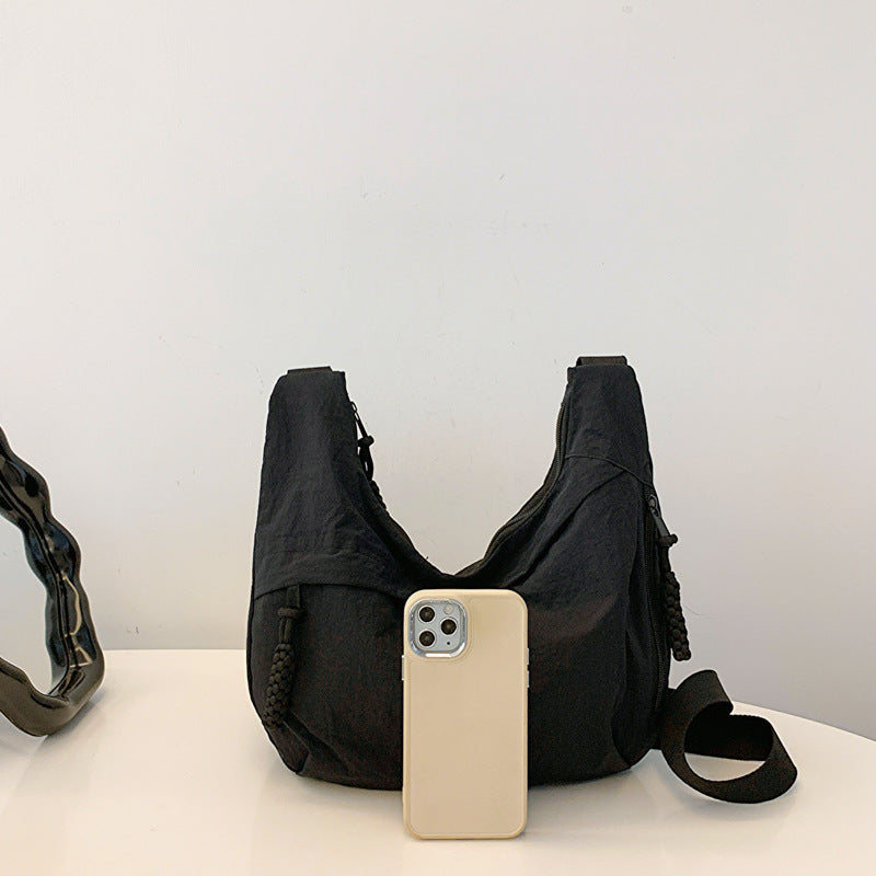Summer New All-Match Shoulder Bag Travel Messenger Bag Nylon Retro Casual and Lightweight Dumpling Bag