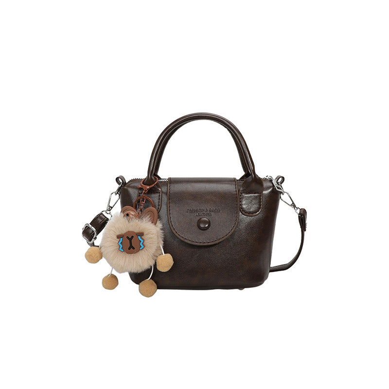 Chic Vintage PU Crossbody Bag for Women, Soft Bucket Style with Adjustable Strap and Zip Closure