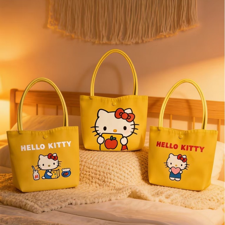 Cute Hello Kitty Tote Bag with Print Design, Perfect for Daily Use and Shopping