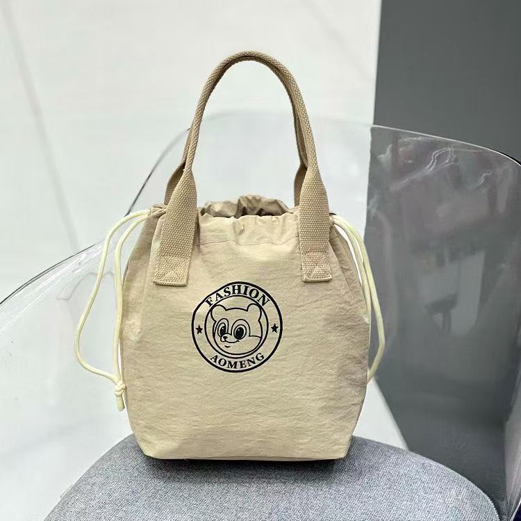 Fashion Waterproof Drawstring Pocket Tote Bag Printing Design Commuter Bento Everyday Joker Practical Handbag