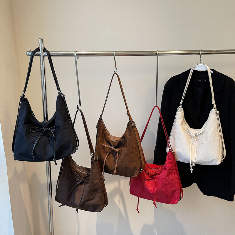 2025 New Fashion Women's Large Capacity Tote Bag with Drawstring Detail, Urban Minimalist Style for Daily Commute and Shoulder Carry