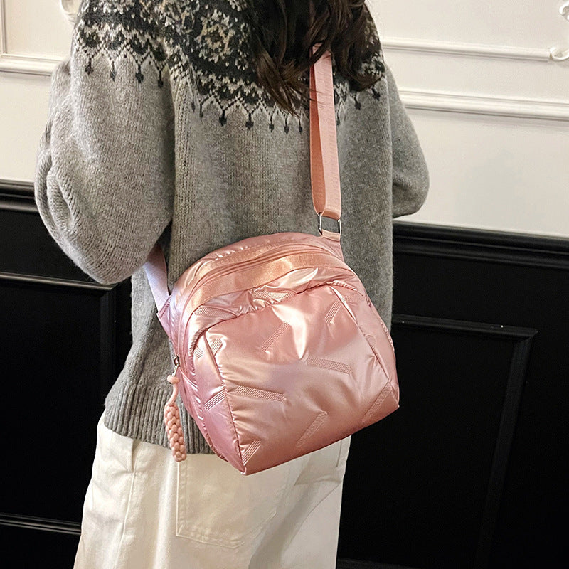 New Cotton Coat Bag for Women Cute Fashionable Shoulder Bag Casual All-Match Messenger Bag Lightweight Waterproof Nylon Cloth Bag
