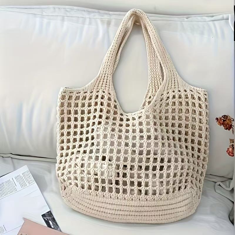 Cute Cloud Knitted Shoulder Bag Women's Large Capacity Woven Tote Bag