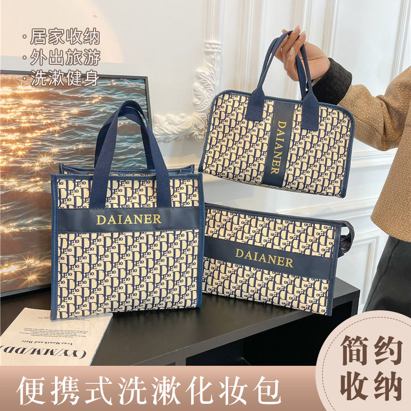 Cosmetic Bag Fashion National Style Oil Painting Portable Waterproof Wash Large Capacity Printing Cosmetic Bag