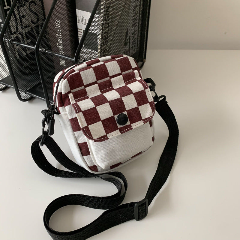 New Retro Color Plaid Bag Women's Simple Trendy College Style Messenger Bag