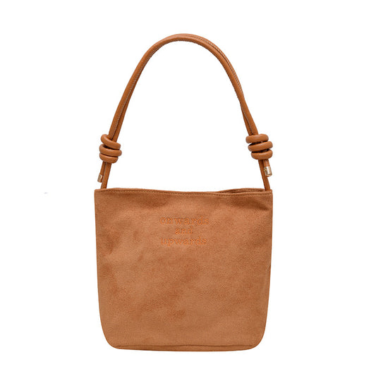 Women's Retro Suede Messenger Bag New Popular Super Popular One-Shoulder Bucket Bag