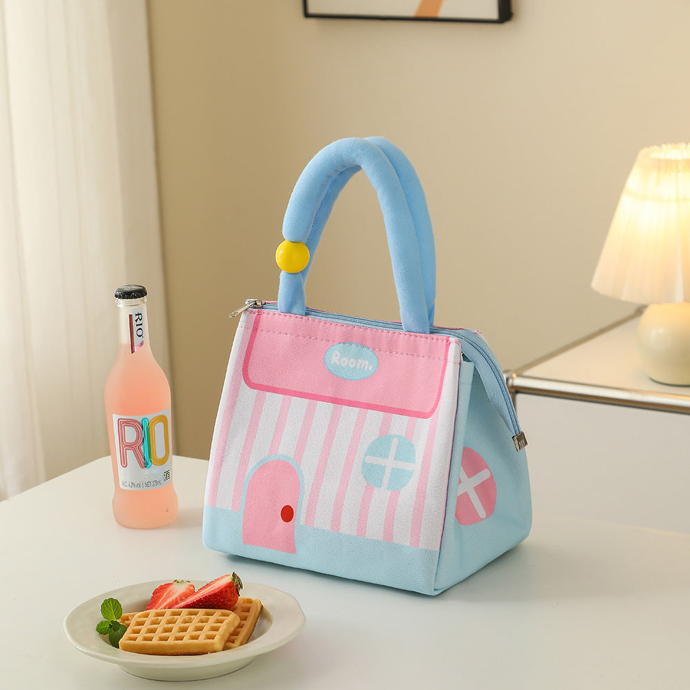 Small House Lunch Bag Thermal Bag Handbag Lunch Box Bag Office Worker with Rice Student Lunch Bag Cute Lunch Box Bag