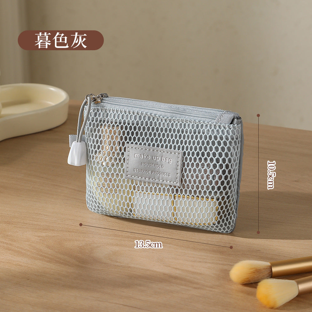 Breathable Mesh Makeup Bag with Zipper Closure, Lightweight Travel Organizer for Daily Use and Trip Essentials