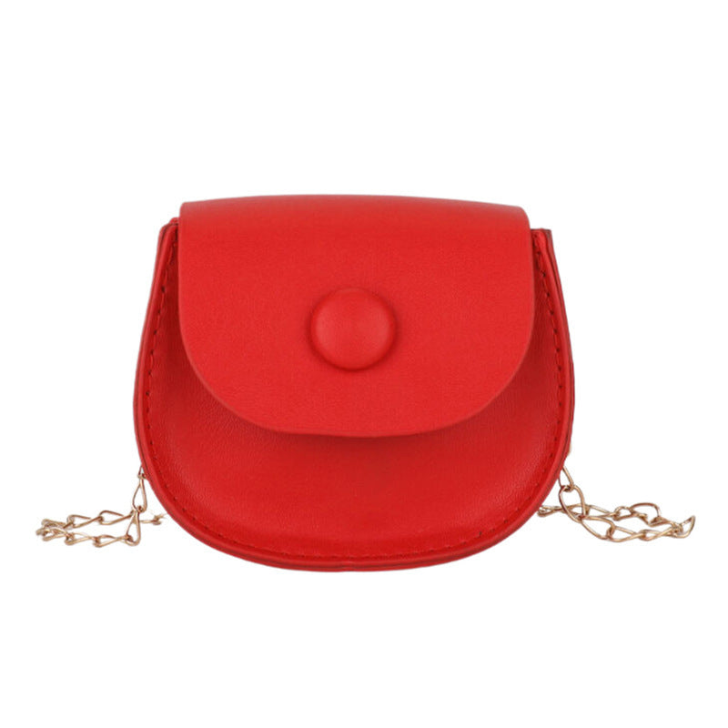Saddle Bag Women's New Korean Style Solid Color Chain Shoulder Bag Lipstick Accessories Messenger Bag