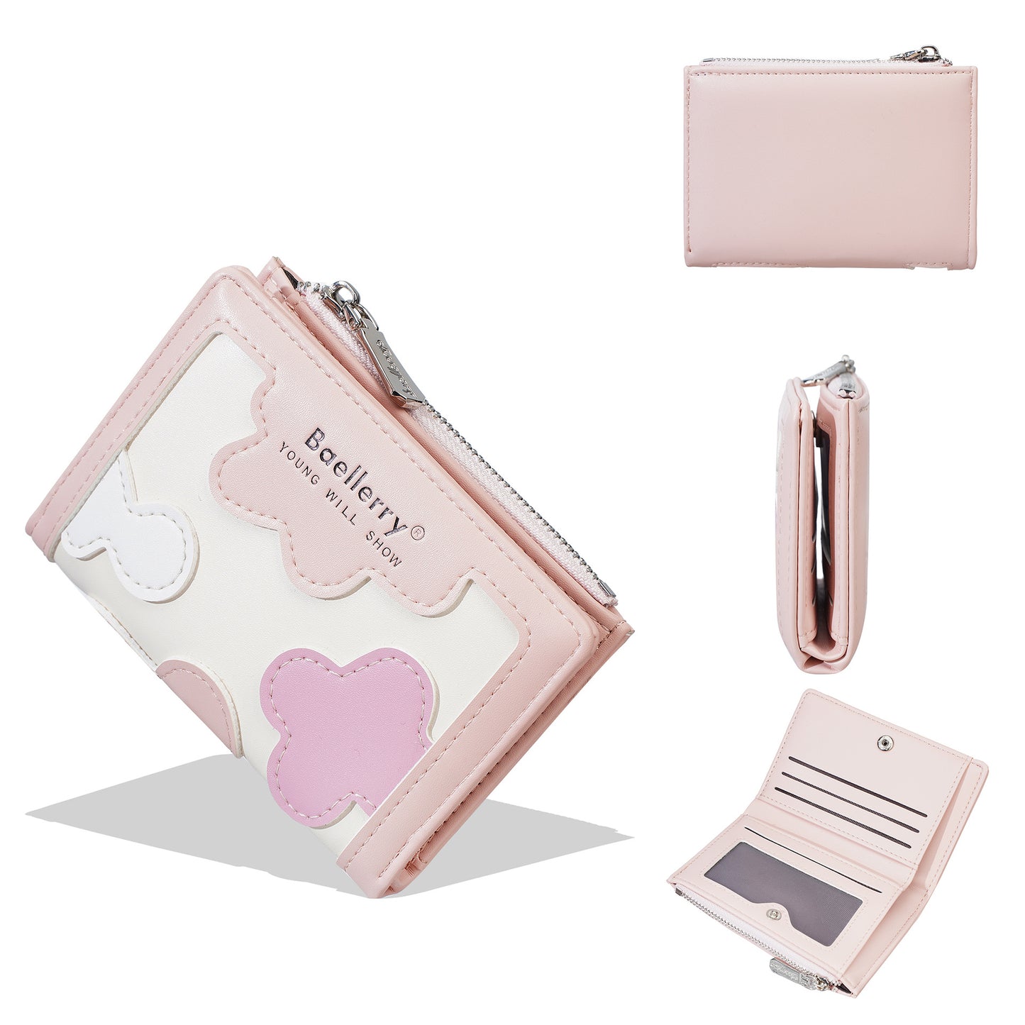 Cute Floral Design Women's Wallet with Zipper and Multiple Card Slots, Lightweight and Fashionable Everyday Purse