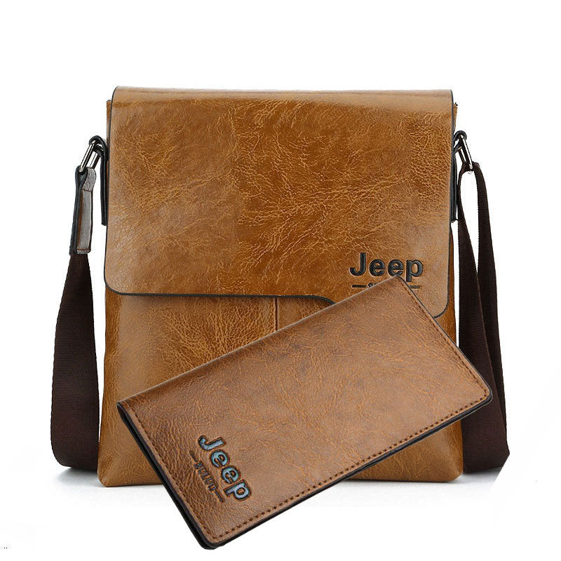 Retro Men's Crossbody Bag with Jeep Logo, Stylish Urban Travel Shoulder Bag for Daily Use