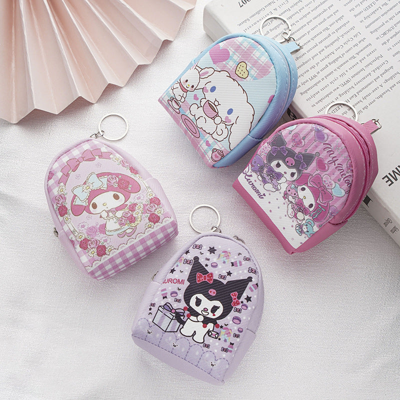 Cute Kuromi Mini Backpack Purse with Cartoon Design and Chain Keychain for Kids and Girls