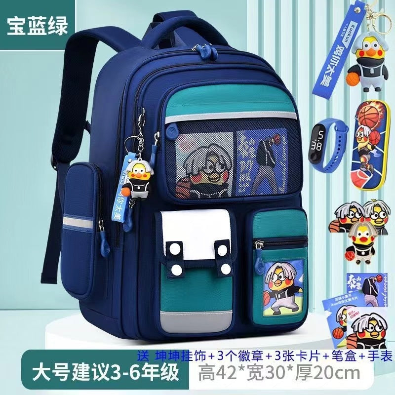 Cartoon Children's Schoolbag Burden-Reducing Spine Protection Large Capacity Breathable Waterproof