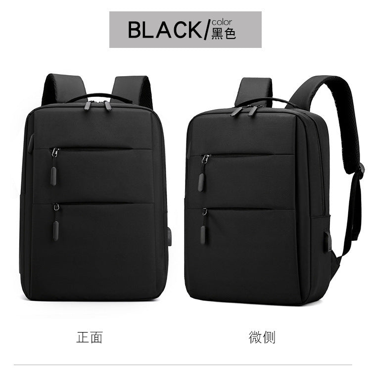 New Simple Business Commute Neutral Solid Color Nylon Sewing Line Universal Backpack for Men and Women