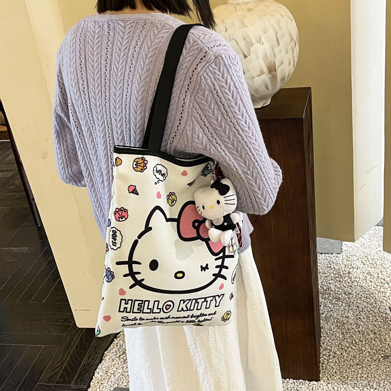 Handbag Women's Large Capacity Fashion New Hello Kitty Cartoon Portable All-Match Single-Shoulder Bag