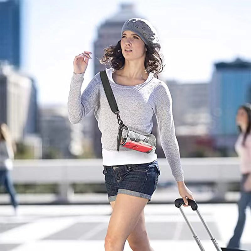 Transparent Waterproof Cylinder Bag for Cosmetics, Phone, and Essentials - Crossbody Style for Outdoor Activities