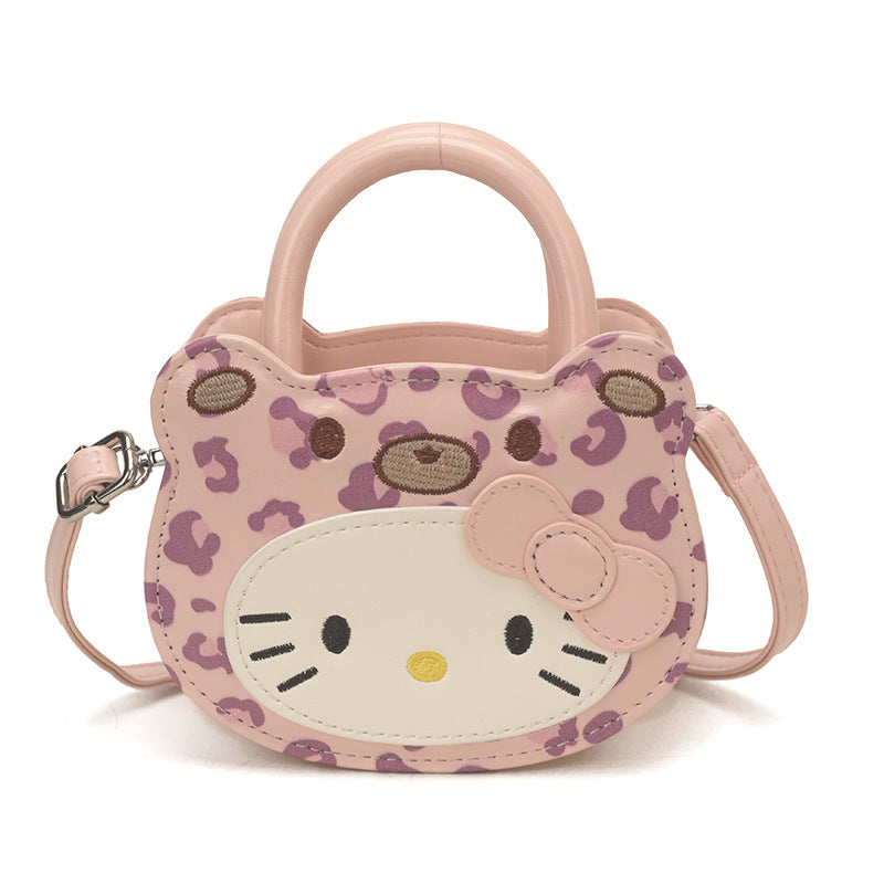 Cute Kitty Face Mini Handbag 2026 New Korean Style Denim Crossbody Bag for Kids and Parents Daily Use
