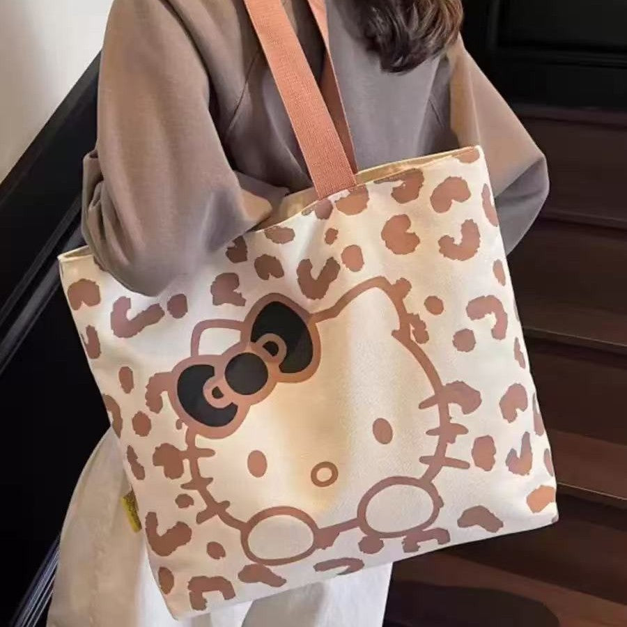 Cartoon Canvas Bag Women's All-Match Shoulder Commuter Tote Large Capacity