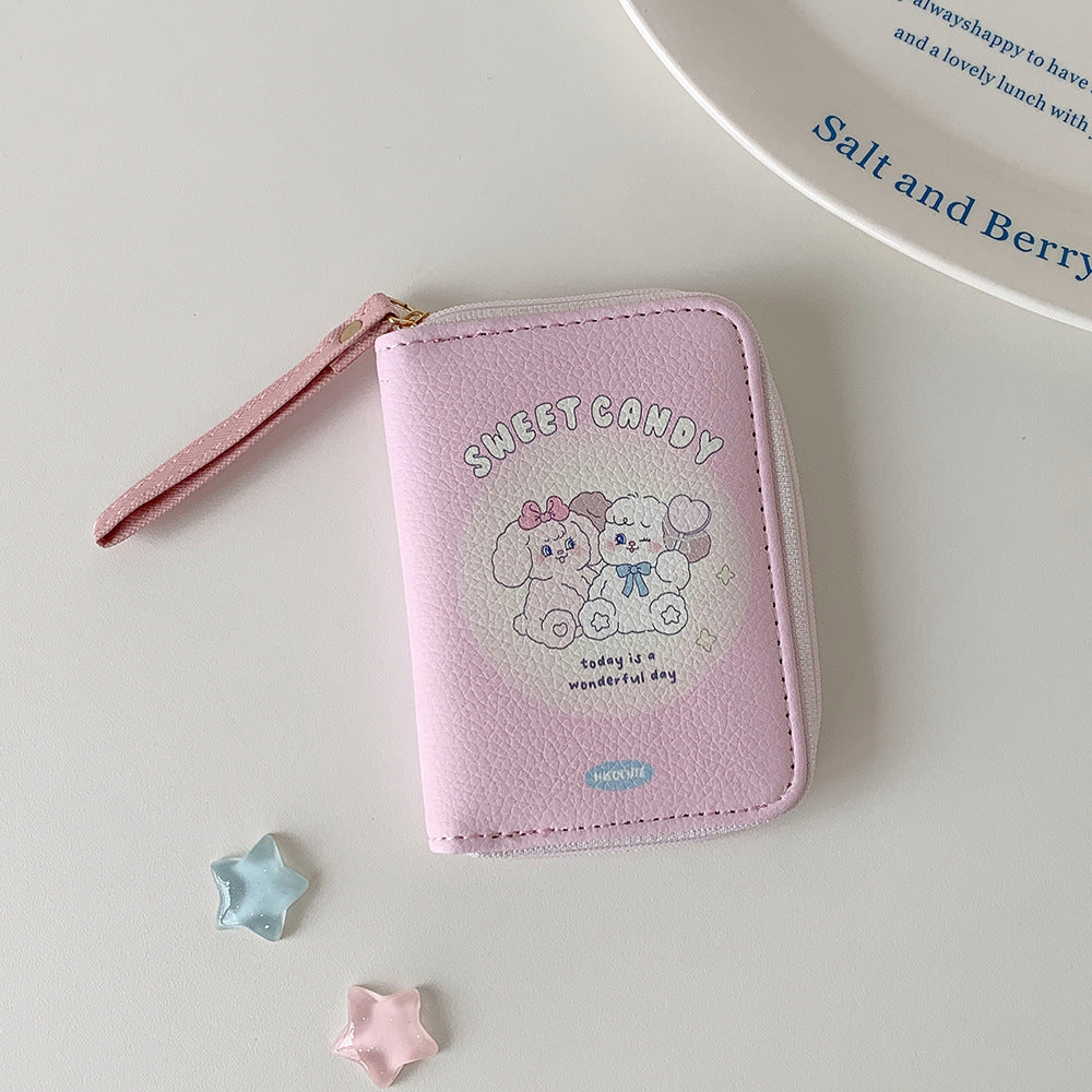 Cute Cartoon Pu Purse Female Student Portable Hand Carrying Coin Card Bag Daily Match Fresh Sweet