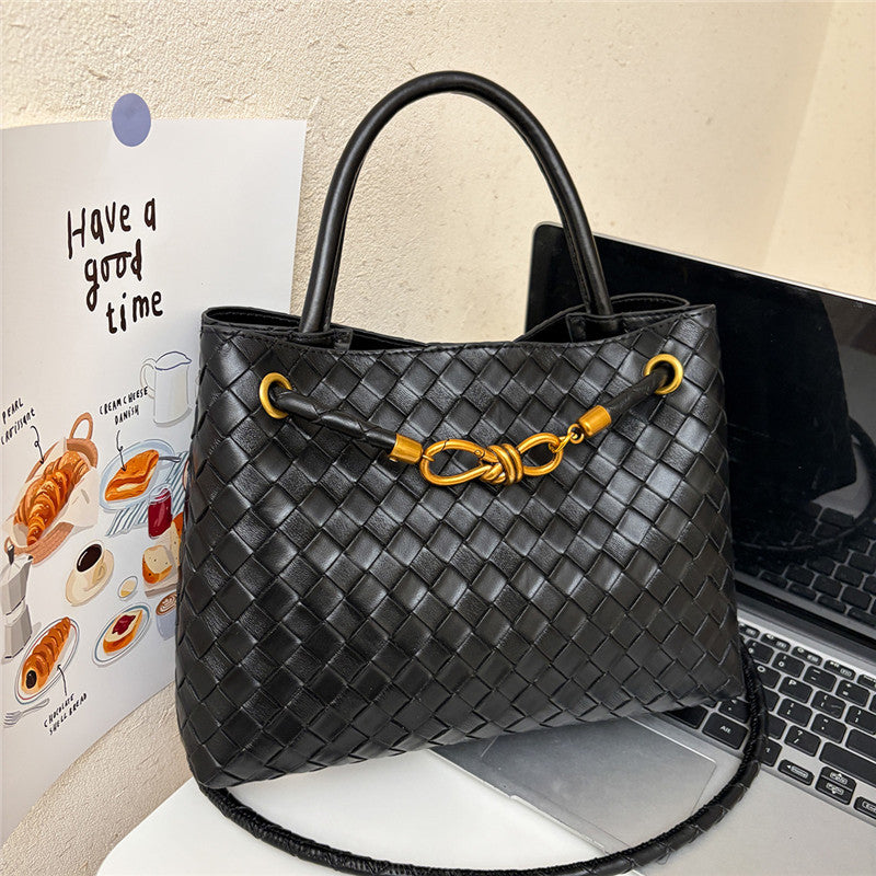 Trendy Woven Tote Bag Spring New Large Capacity Shoulder Handbag Commuter's All-Matching Daily Practical