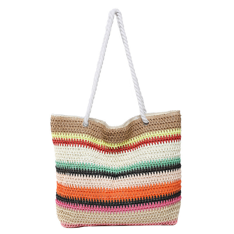 New Tote Bag High-Grade Women's Bag Shoulder Straw Bag Large Capacity Fashion Handbag out Shopping Bag