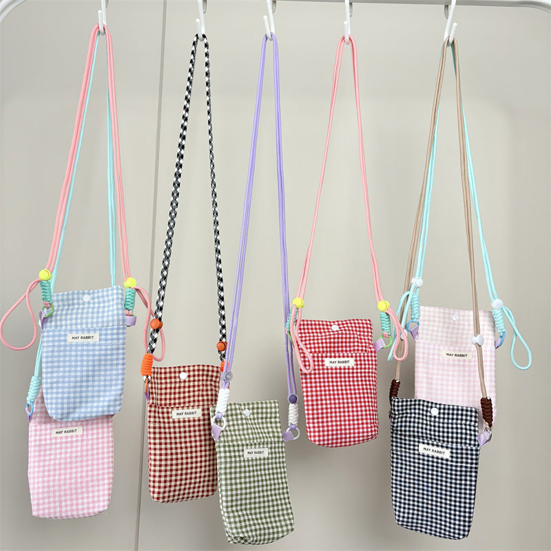 Girly Style Plaid Mobile Phone Fashion Messenger Bag Large Capacity Daily Versatile Small Square Bag
