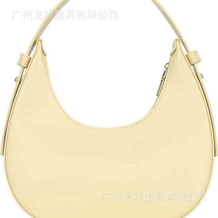 2025 Autumn New Fashion Crescent Moon Bag for Women, Large Capacity Handheld Shoulder Bag with Zipper Closure and Inner Pockets