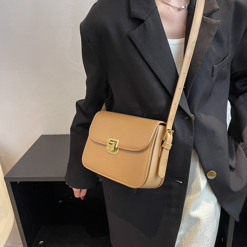 Urban Simple Style Lock Messenger Bag Multi-Functional Inner Bag Design Everyday Joker Fashion Small Square Bag