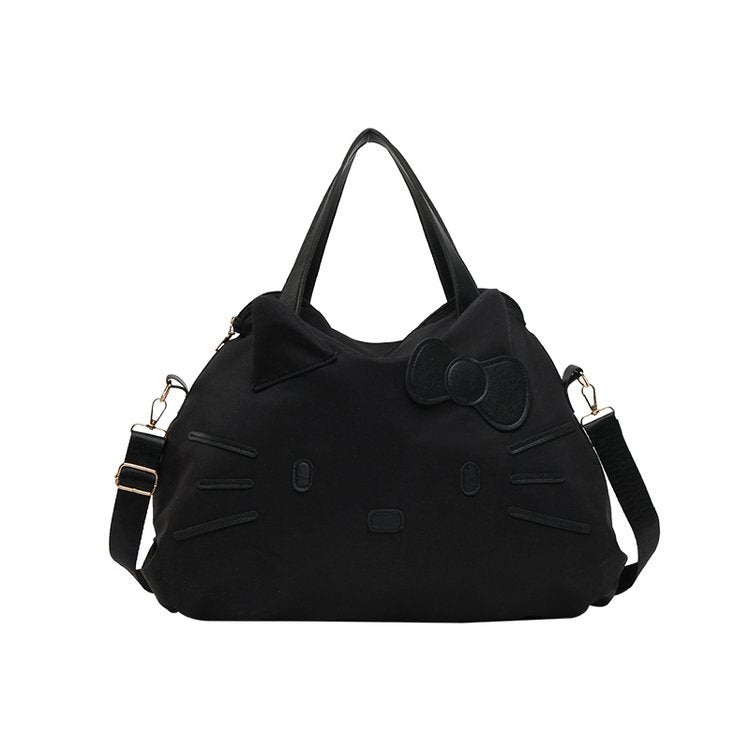 Hello Kitty Style Travel Bag for Women, Large Capacity Hand Carry Tote with Cute Cat Design and Adjustable Shoulder Strap