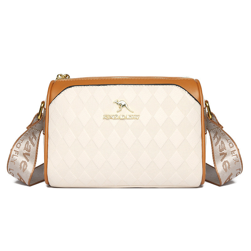 New Light Luxury Rhombus Wide Shoulder Strap Large-Capacity Crossbody Bag Fashion All-Match Women's Shoulder Fashion Design