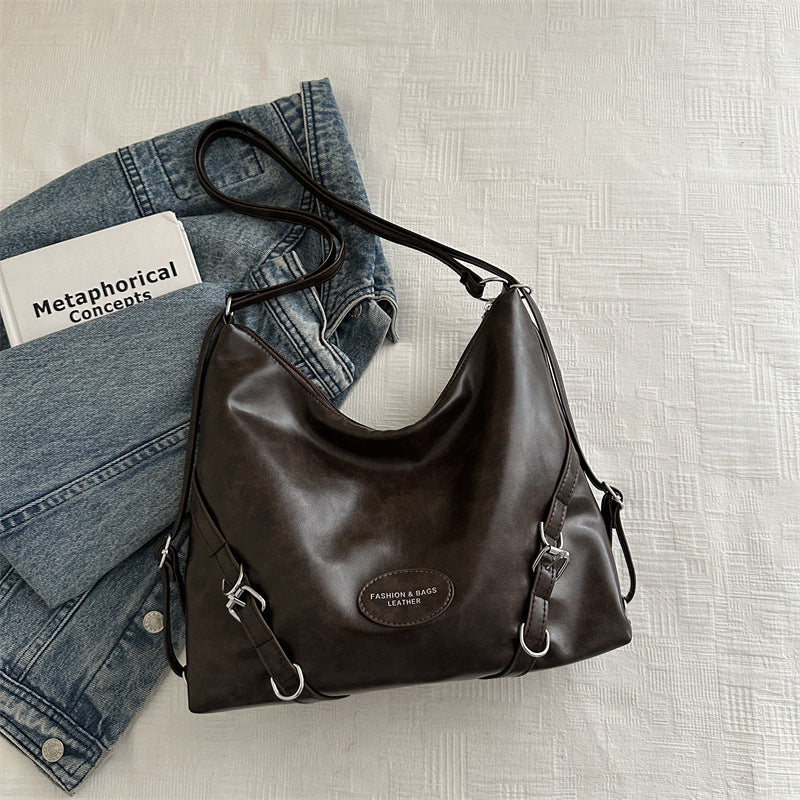 2024 Autumn Winter Fashionable Large Capacity Tote Bag for Women, Retro Stylish Shoulder Bag with Cute Charm, Urban Minimalist Design