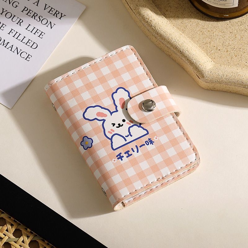 Cute Polka Dot Bear Cartoon Card Holder Female Personality Large Capacity Multiple Card Slots Ultra-Thin Compact Anti-Magnetic Card Clip Set