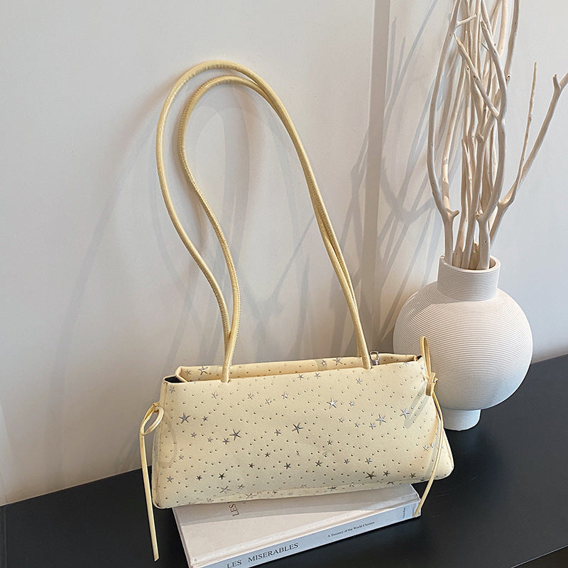 Minimalist Star Printed Handbag Double-Shoulder Strap Design Soft Fabric Everyday Joker Casual Bag