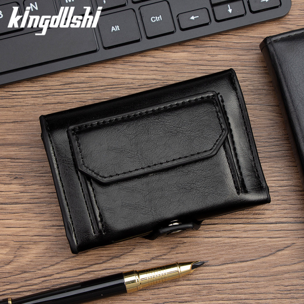Men's Stylish Trifold Wallet with Multiple Card Slots and Coin Pocket, PU Leather Design with Stitching Details