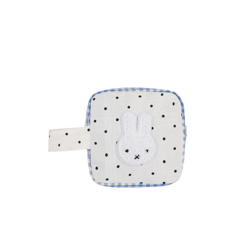 Cute Polka Dot Miffy Rabbit Handbag with Zipper Closure - Stylish Mini Square Bag for Camera and Makeup Storage
