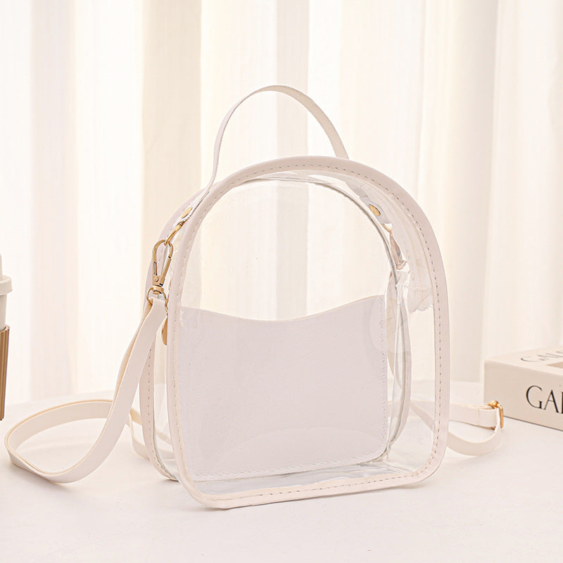 Transparent Jelly Backpack 2025 Summer Fashion PVC Crossbody Bag with Zipper Closure and Inner Pockets for Daily Use