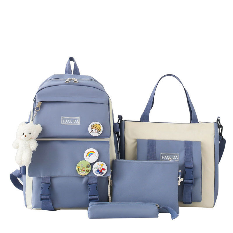 Cute Campus Style Backpack Set with Matching Bag and Accessories for Students